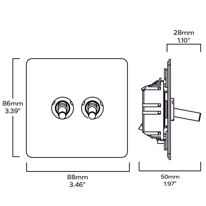 MAXWELL 2G Paintable Toggle Switch - Brass - Plank Hardware