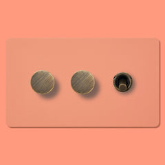 MAXWELL 3G Paintable Mixed Switch 1Toggle/ 2Dimmer - Antique Brass - Plank Hardware