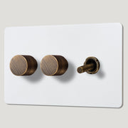 MAXWELL 3G Paintable Mixed Switch 1Toggle/ 2Dimmer - Antique Brass - Plank Hardware
