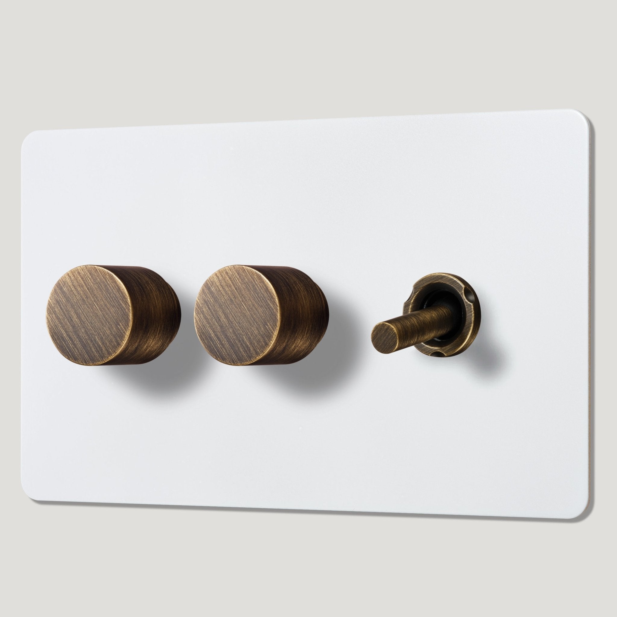 MAXWELL 3G Paintable Mixed Switch 1Toggle/ 2Dimmer - Antique Brass - Plank Hardware