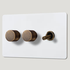 MAXWELL 3G Paintable Mixed Switch 1Toggle/ 2Dimmer - Antique Brass - Plank Hardware