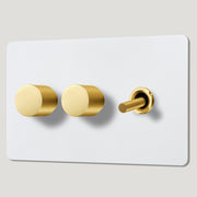 MAXWELL 3G Paintable Mixed Switch 1Toggle/ 2Dimmer - Brass - Plank Hardware