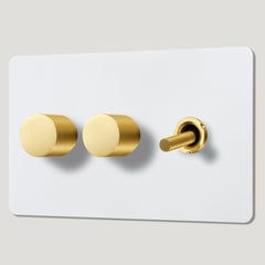MAXWELL 3G Paintable Mixed Switch 1Toggle/ 2Dimmer - Brass - Plank Hardware