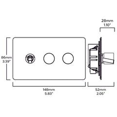 MAXWELL 3G Paintable Mixed Switch 1Toggle/ 2Dimmer - Brass - Plank Hardware