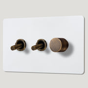 MAXWELL 3G Paintable Mixed Switch 2Toggle/ 1Dimmer - Antique Brass - Plank Hardware