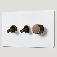 MAXWELL 3G Paintable Mixed Switch 2Toggle/ 1Dimmer - Antique Brass - Plank Hardware