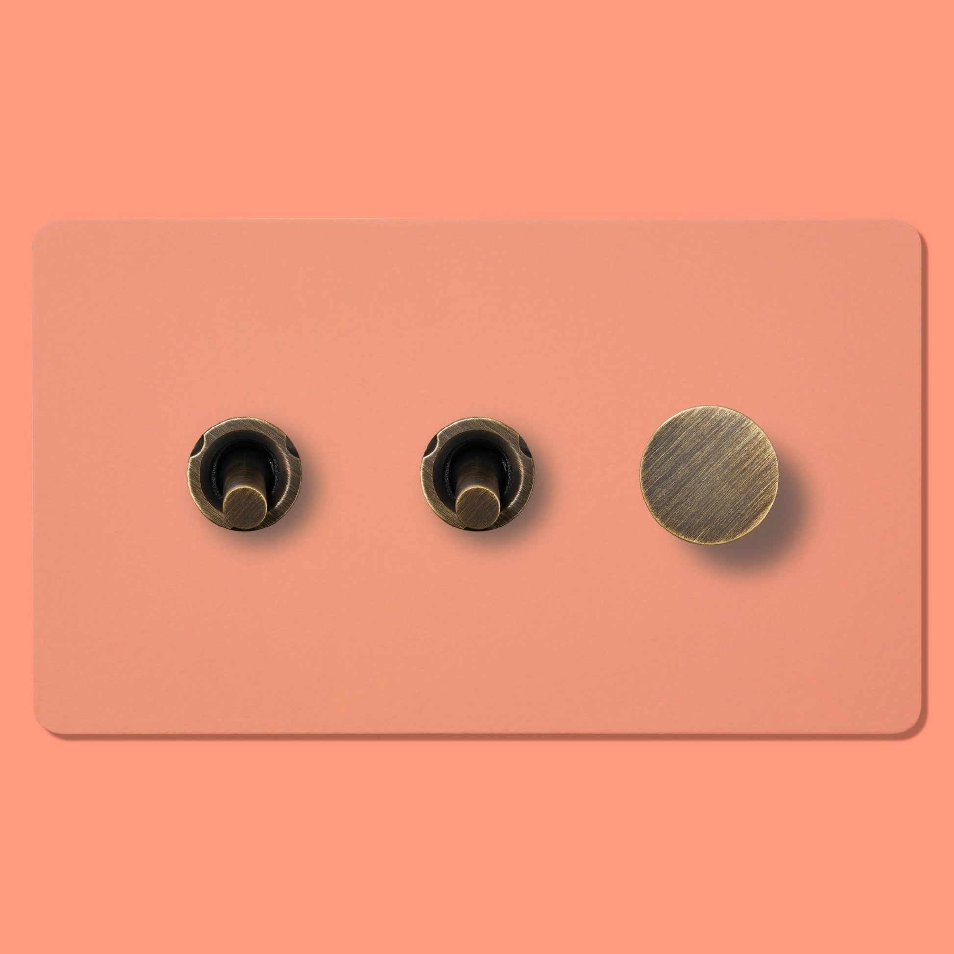 MAXWELL 3G Paintable Mixed Switch 2Toggle/ 1Dimmer - Antique Brass - Plank Hardware