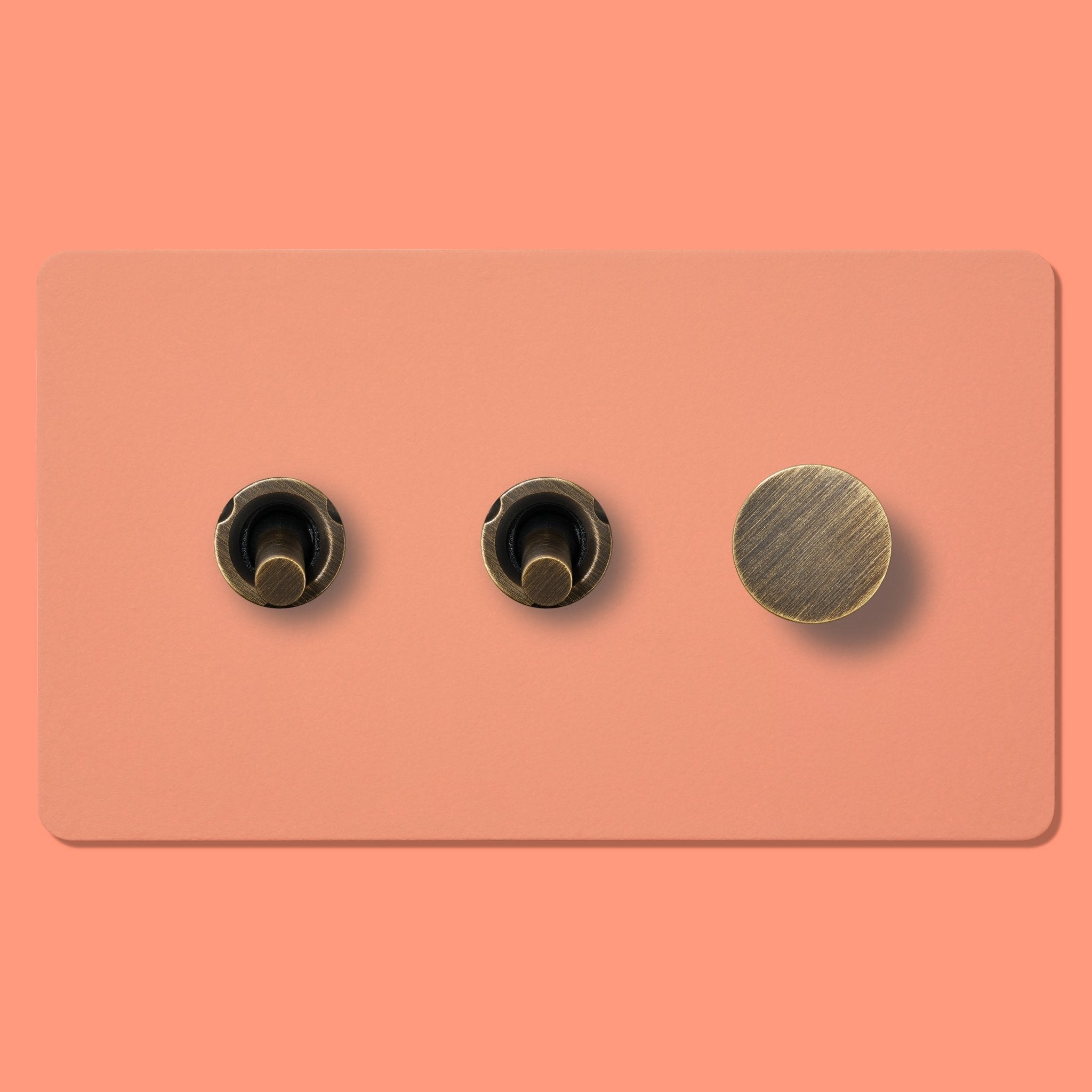 MAXWELL 3G Paintable Mixed Switch 2Toggle/ 1Dimmer - Antique Brass - Plank Hardware