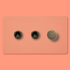 MAXWELL 3G Paintable Mixed Switch 2Toggle/ 1Dimmer - Antique Brass - Plank Hardware