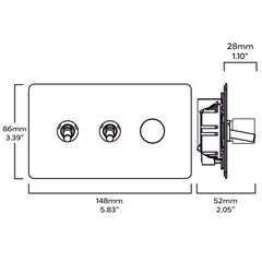 MAXWELL 3G Paintable Mixed Switch 2Toggle/ 1Dimmer - Antique Brass - Plank Hardware