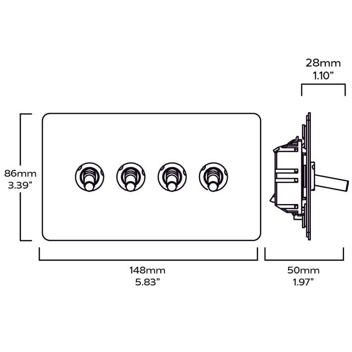 MAXWELL 4G Paintable Toggle Switch - Brass - Plank Hardware
