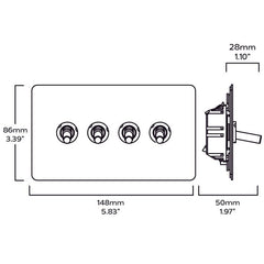 MAXWELL 4G Paintable Toggle Switch - Brass - Plank Hardware