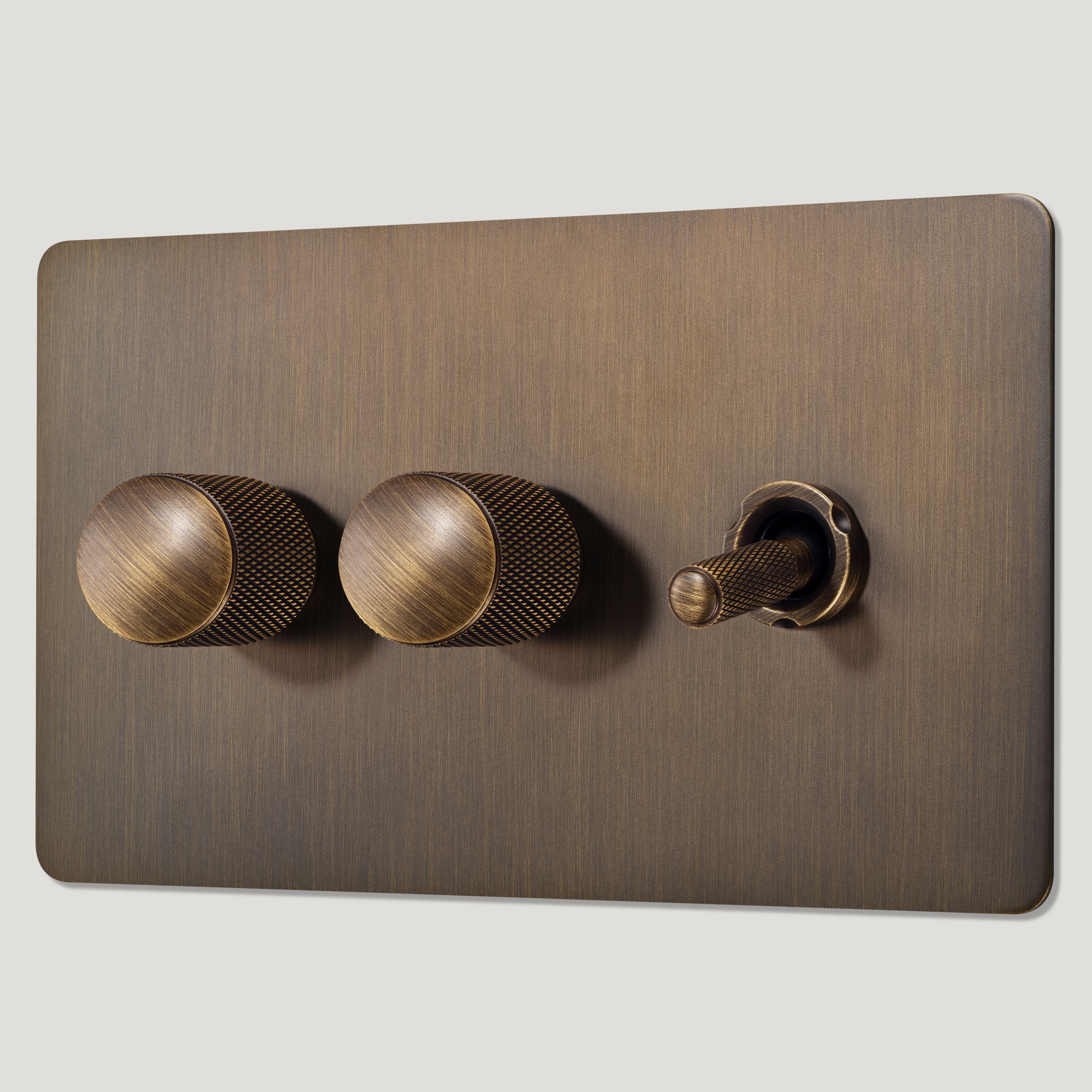 Plank Hardware mixed switches 2 finish antique brass
