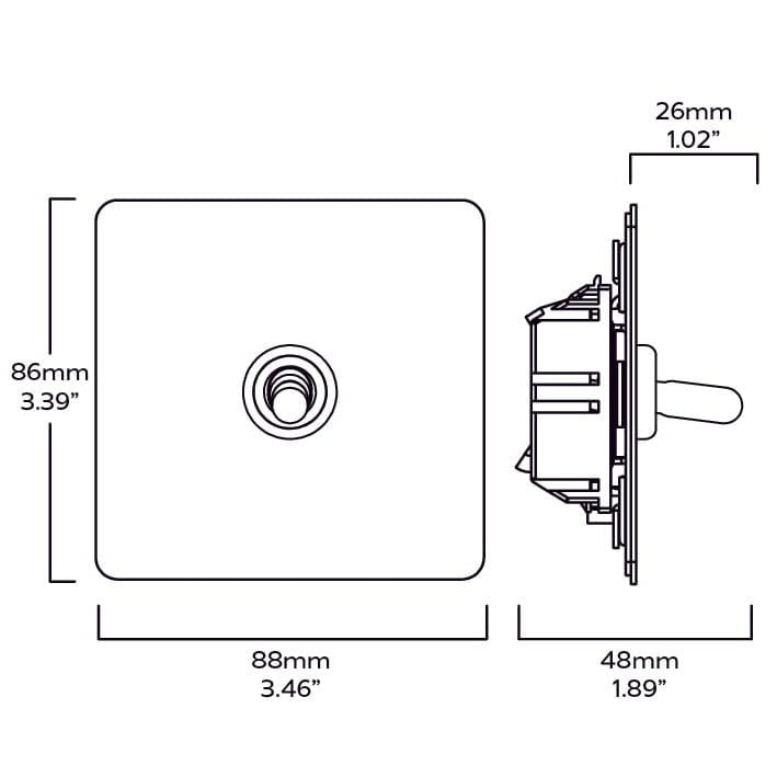 PALO 1G Paintable Toggle Switch - Brass - Plank Hardware
