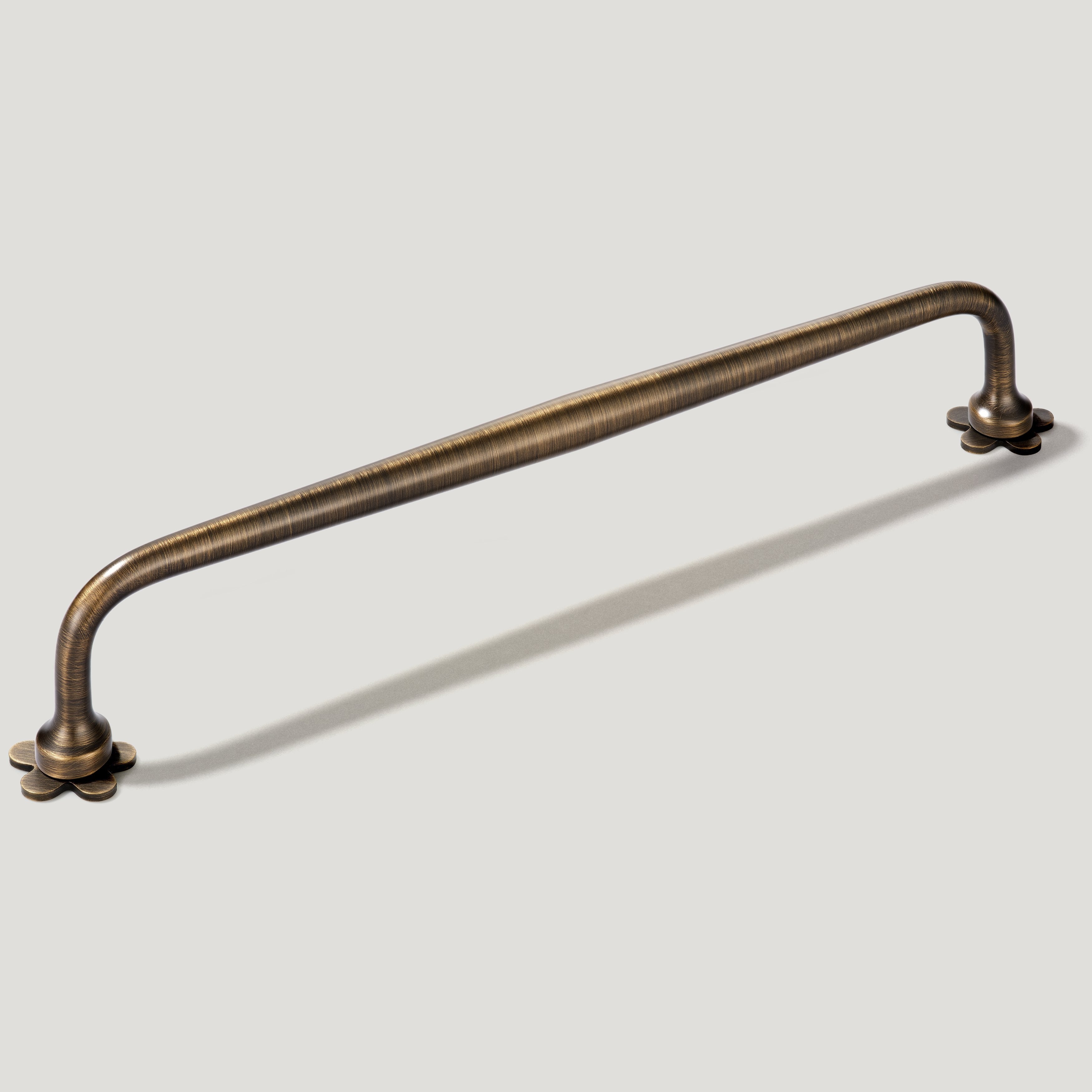 Plank Hardware Cabinetry 235mm (220mm CC) ADA Handle with Flower Backplates - Antique Brass