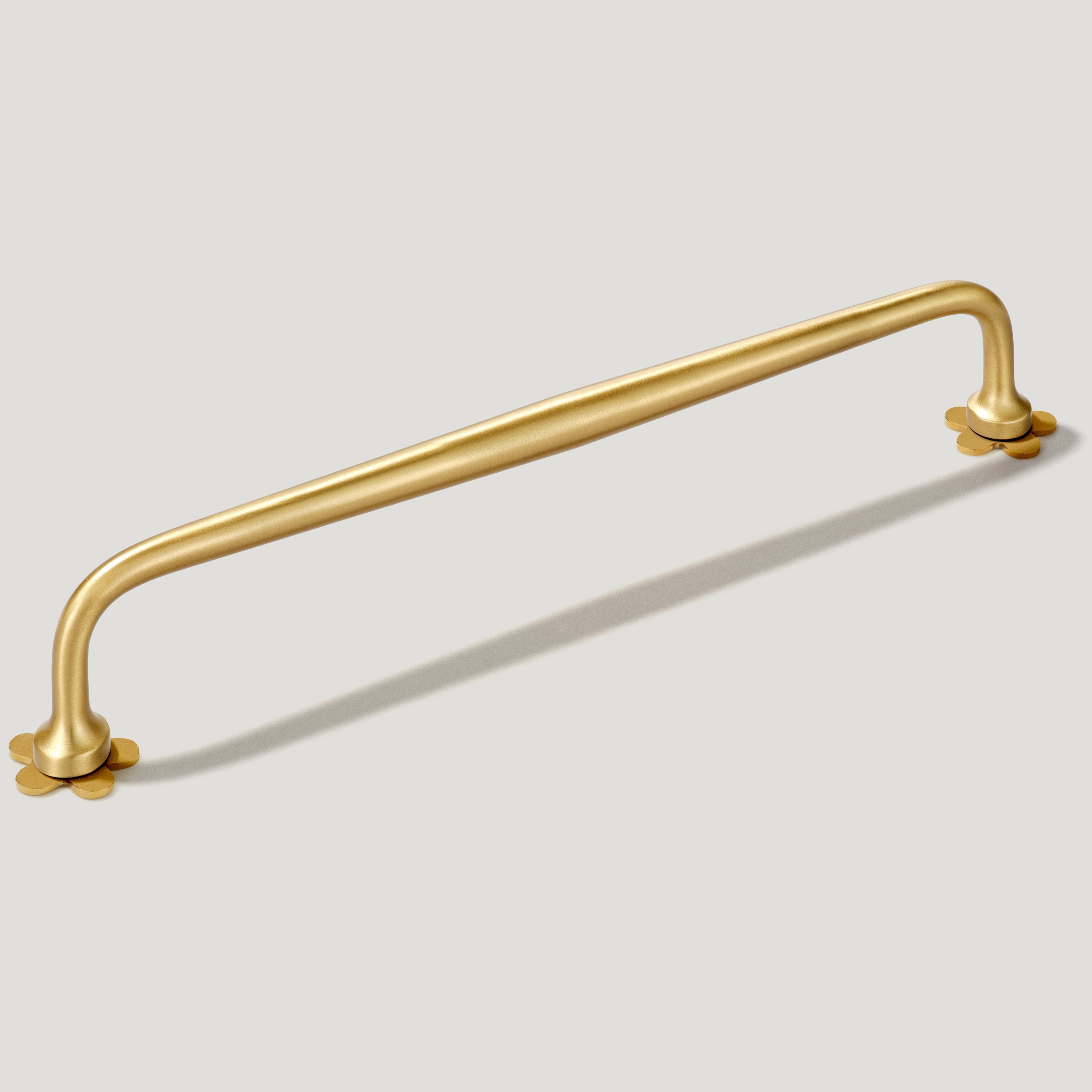 Plank Hardware Cabinetry 235mm (220mm CC) ADA Handle with Flower Backplates - Satin Brass