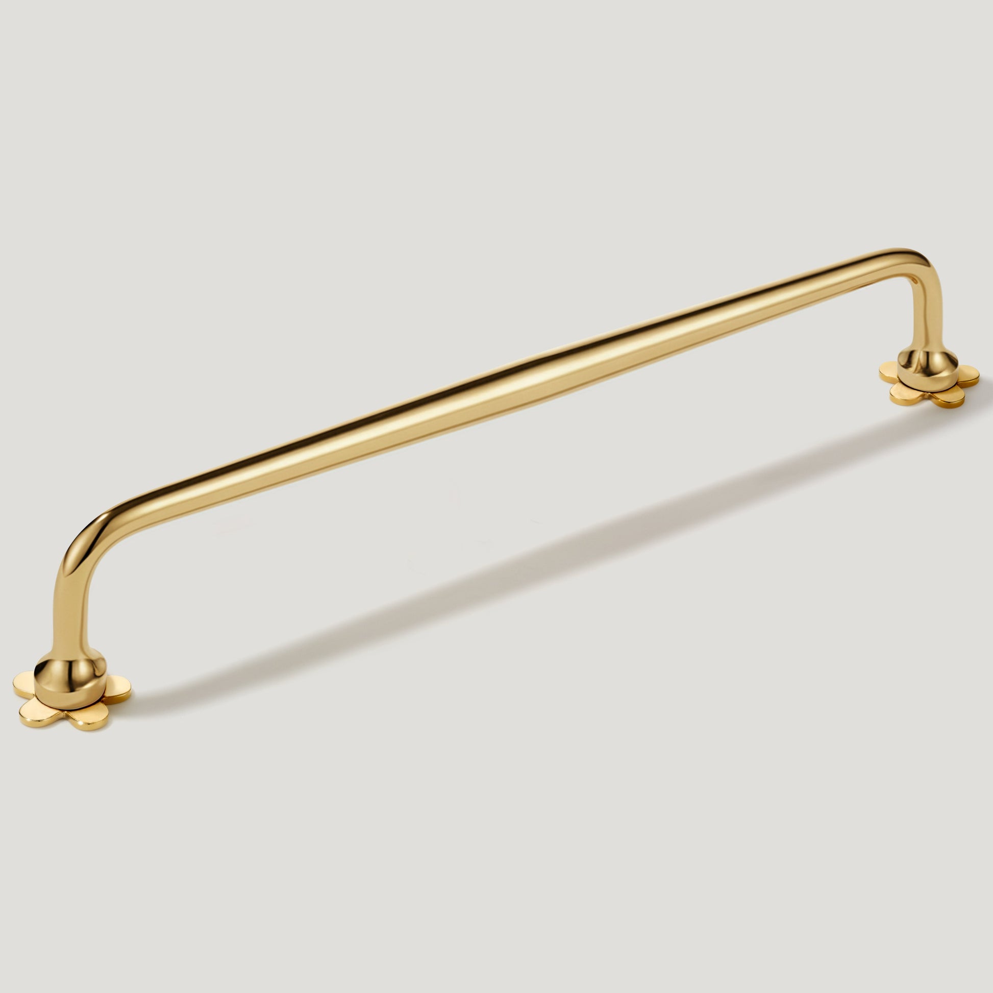 Plank Hardware Cabinetry 235mm (220mm CC) ADA Handle with Flower Backplates - Unlacquered Brass