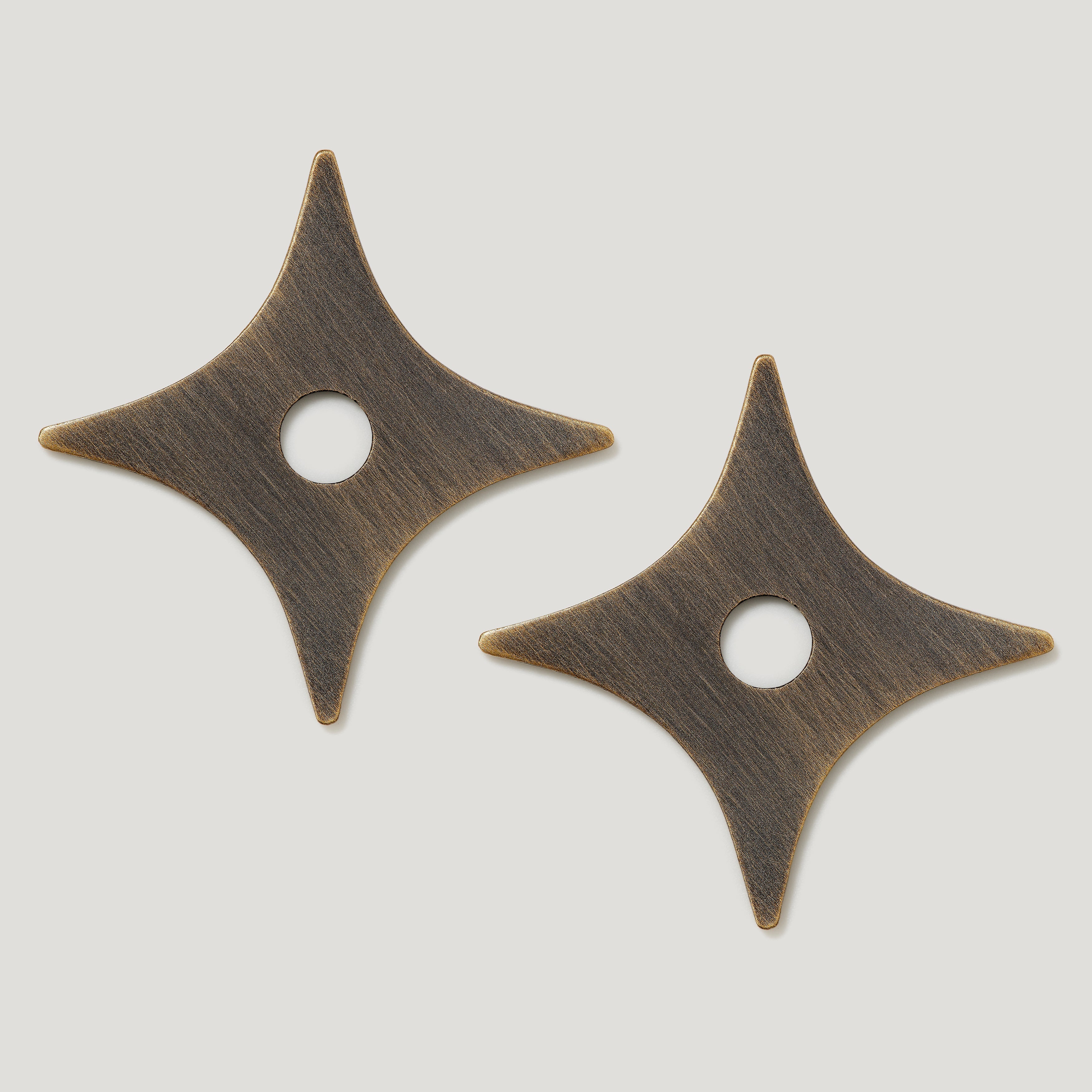 Plank Hardware Cabinetry ADA Handle with Star Backplates - Antique Brass