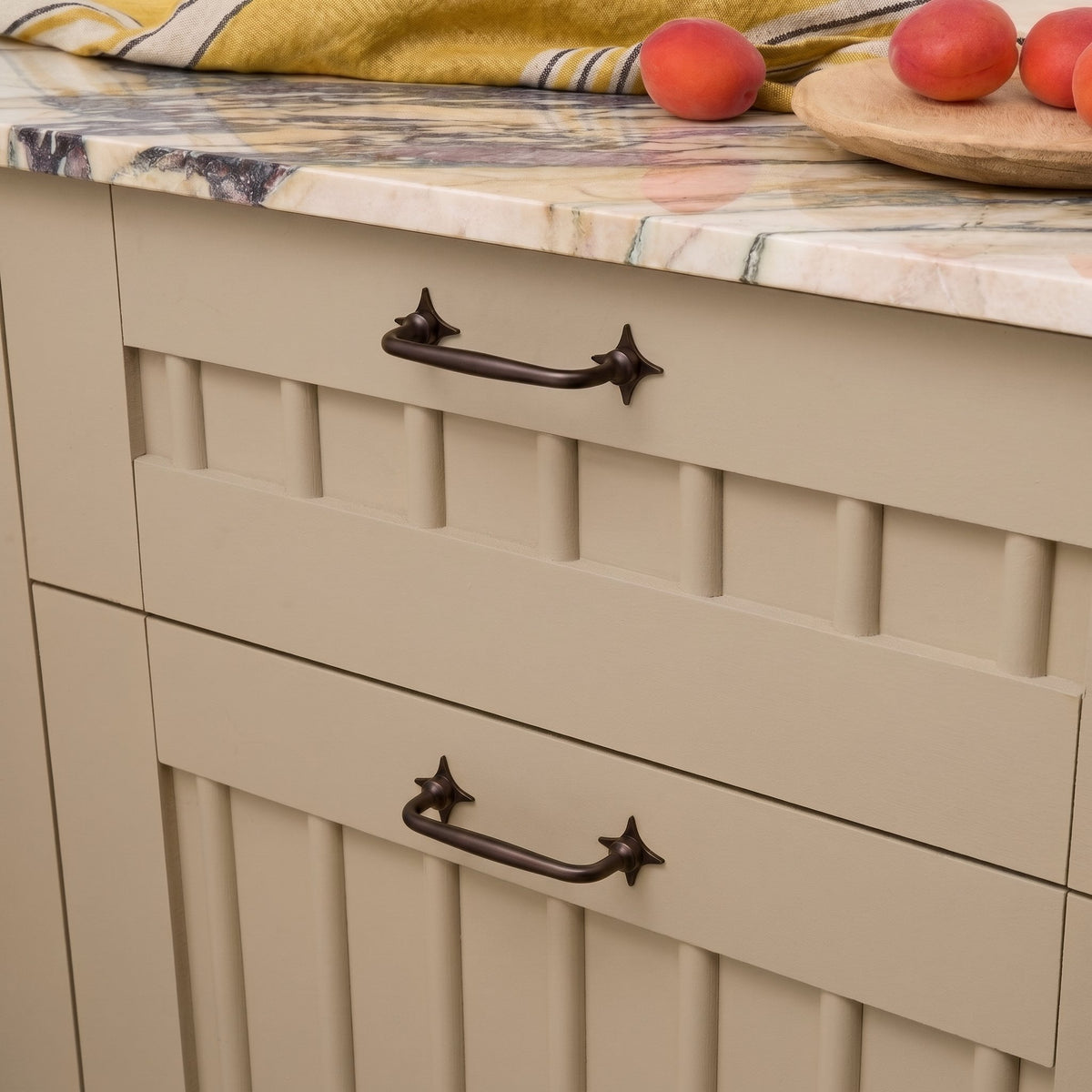 Plank Hardware Cabinetry ADA Handle with Star Backplates - Blackened Bronze
