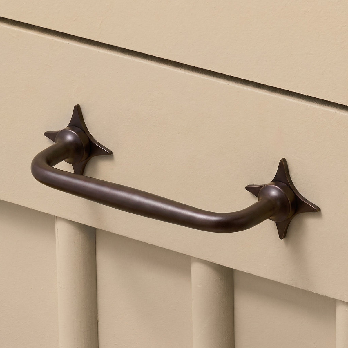 Plank Hardware Cabinetry ADA Handle with Star Backplates - Blackened Bronze