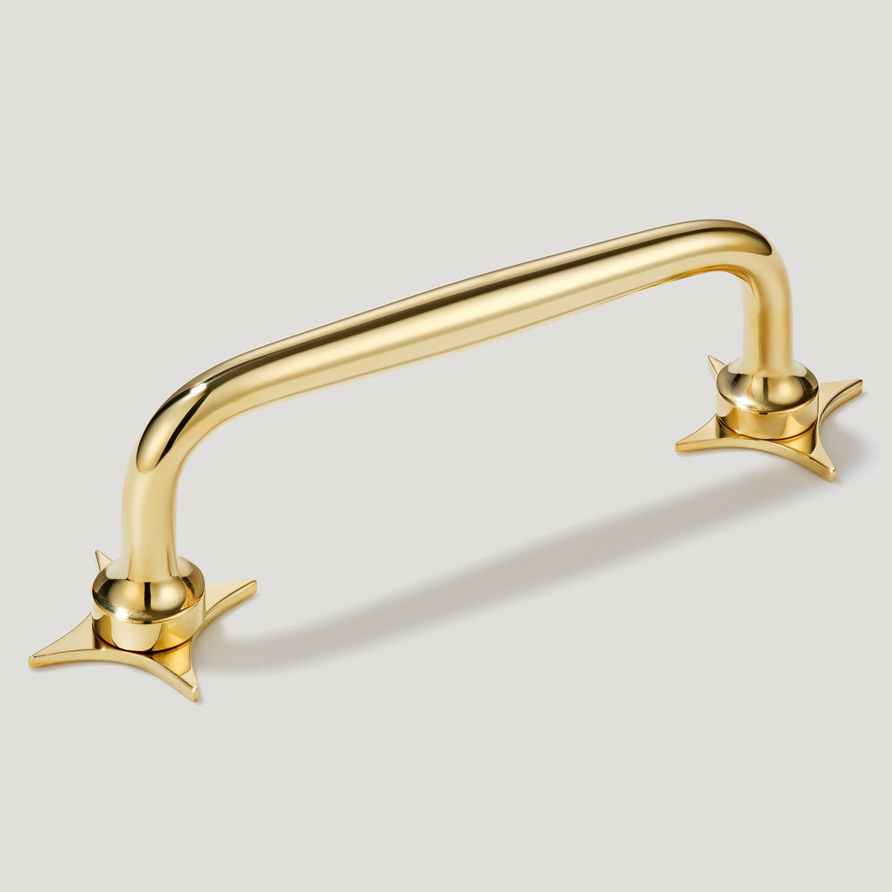 ADA Handle with Star Backplates - Unlacquered Brass