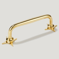Plank Hardware Cabinetry 111mm (96mm CC) ADA Handle with Star Backplates - Unlacquered Brass
