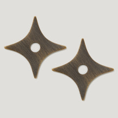 Plank Hardware Cabinetry ADA Pair of Small Cross Handle Backplate - Antique Brass