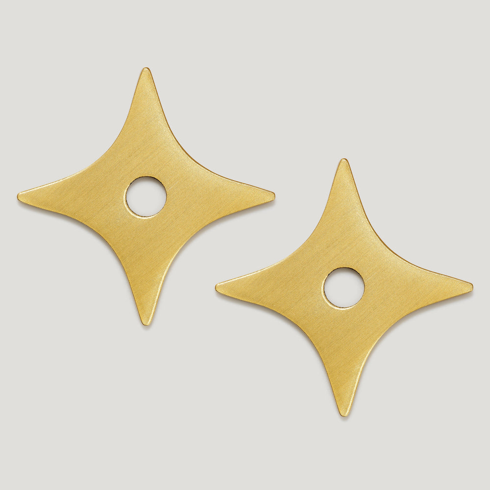 ADA Pair of Small Star Handle Backplate - Brass
