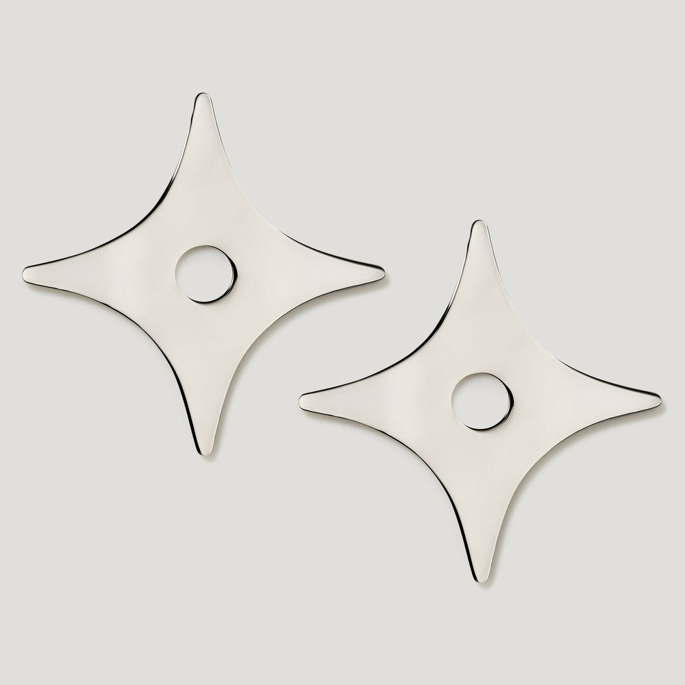ADA Pair of Small Star Handle Backplate - Polished Nickel