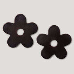 ADA Pair of Small Flower Handle Backplates - Blackened Bronze