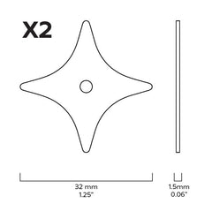 Plank Hardware Cabinetry ADA Pair of Small Star Handle Backplate - Brass