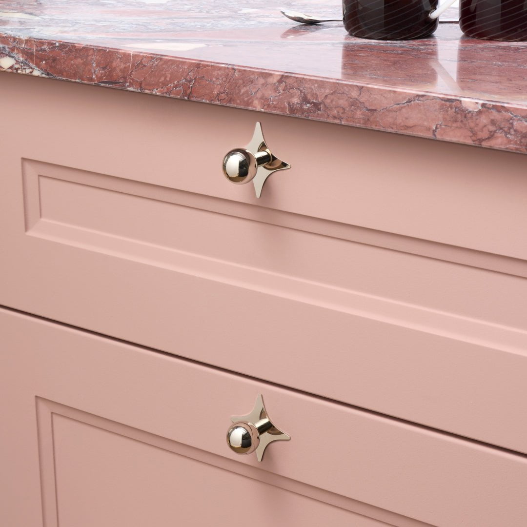 Plank Hardware Cabinetry ADA Pair of Small Star Handle Backplate - Polished Nickel