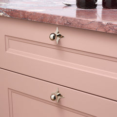 Plank Hardware Cabinetry ADA Pair of Small Star Handle Backplate - Polished Nickel