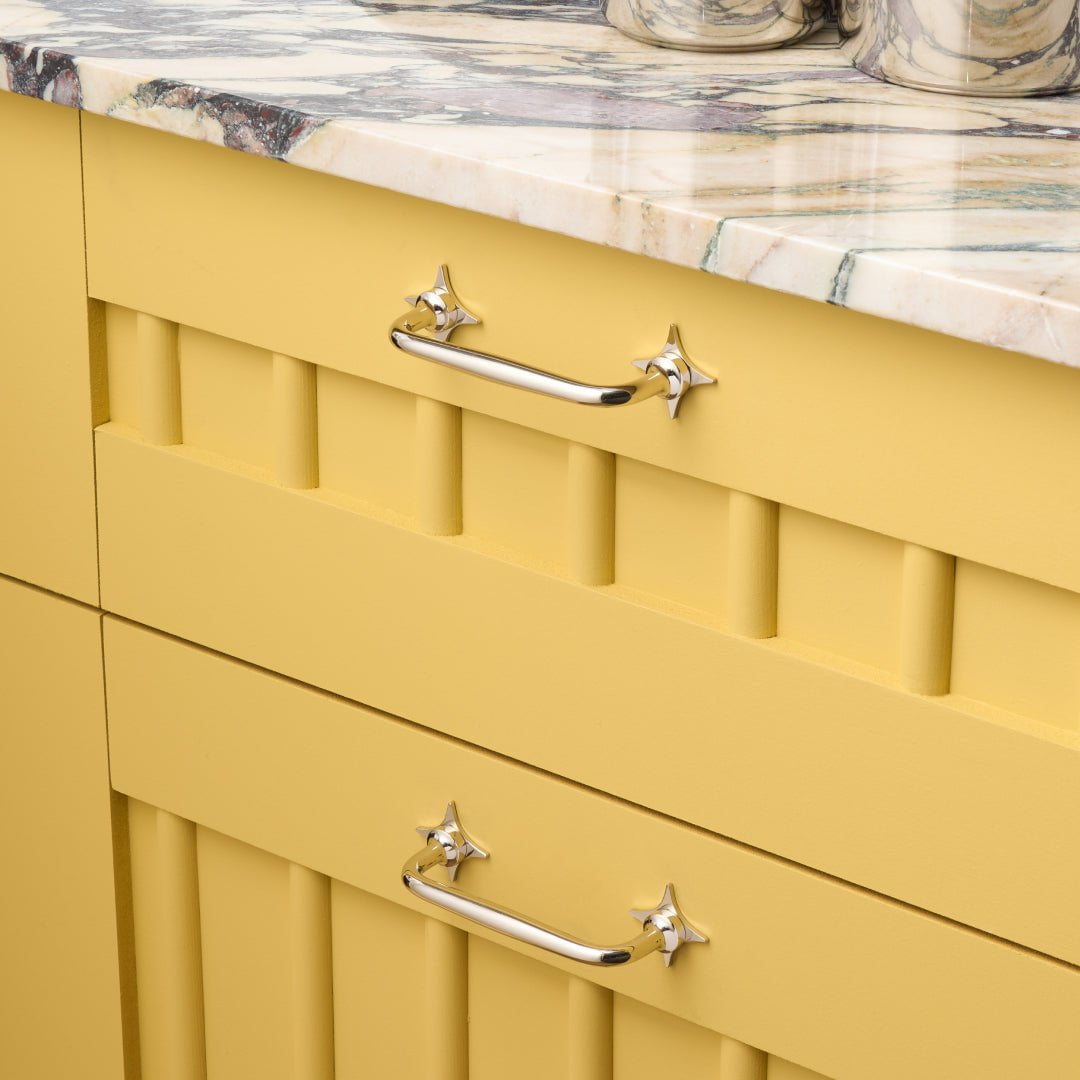 Plank Hardware Cabinetry ADA Pair of Small Star Handle Backplate - Polished Nickel