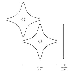 Plank Hardware Cabinetry ADA Pair of Small Star Handle Backplate - Unlacquered Brass