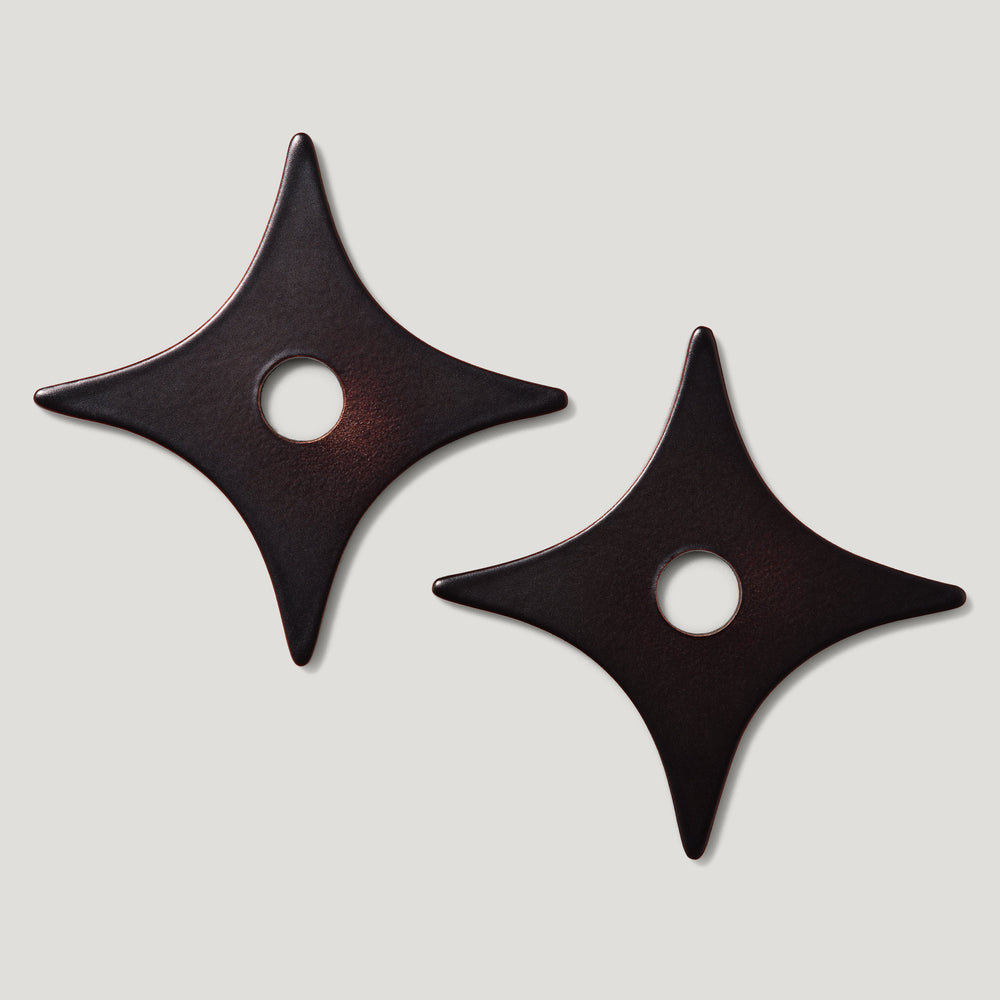 Plank Hardware Cabinetry ADA Pair of Small Star Handle Backplates - Blackened Bronze