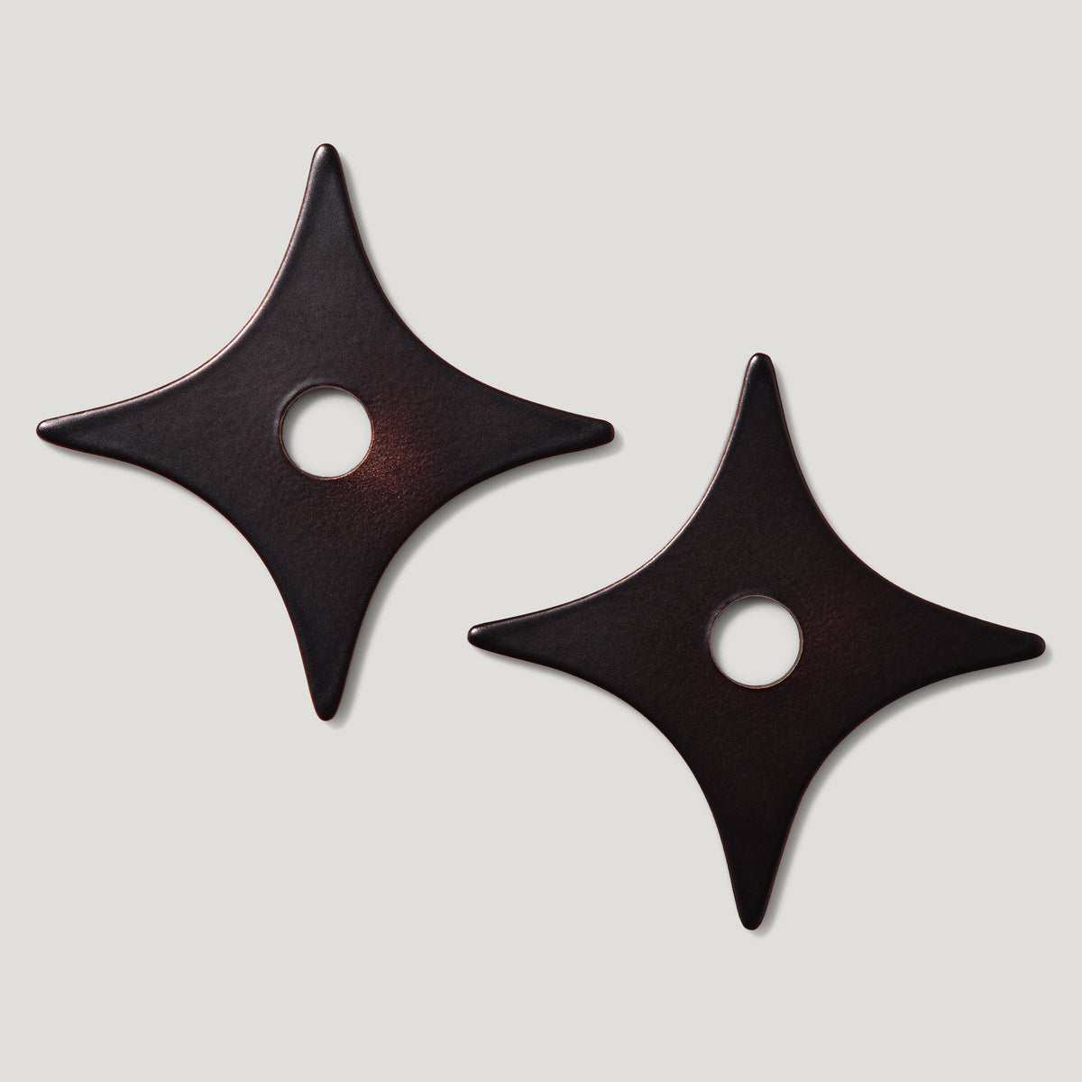 Plank Hardware Cabinetry ADA Pair of Small Star Handle Backplates - Blackened Bronze