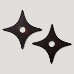 ADA Pair of Small Star Handle Backplates - Blackened Bronze