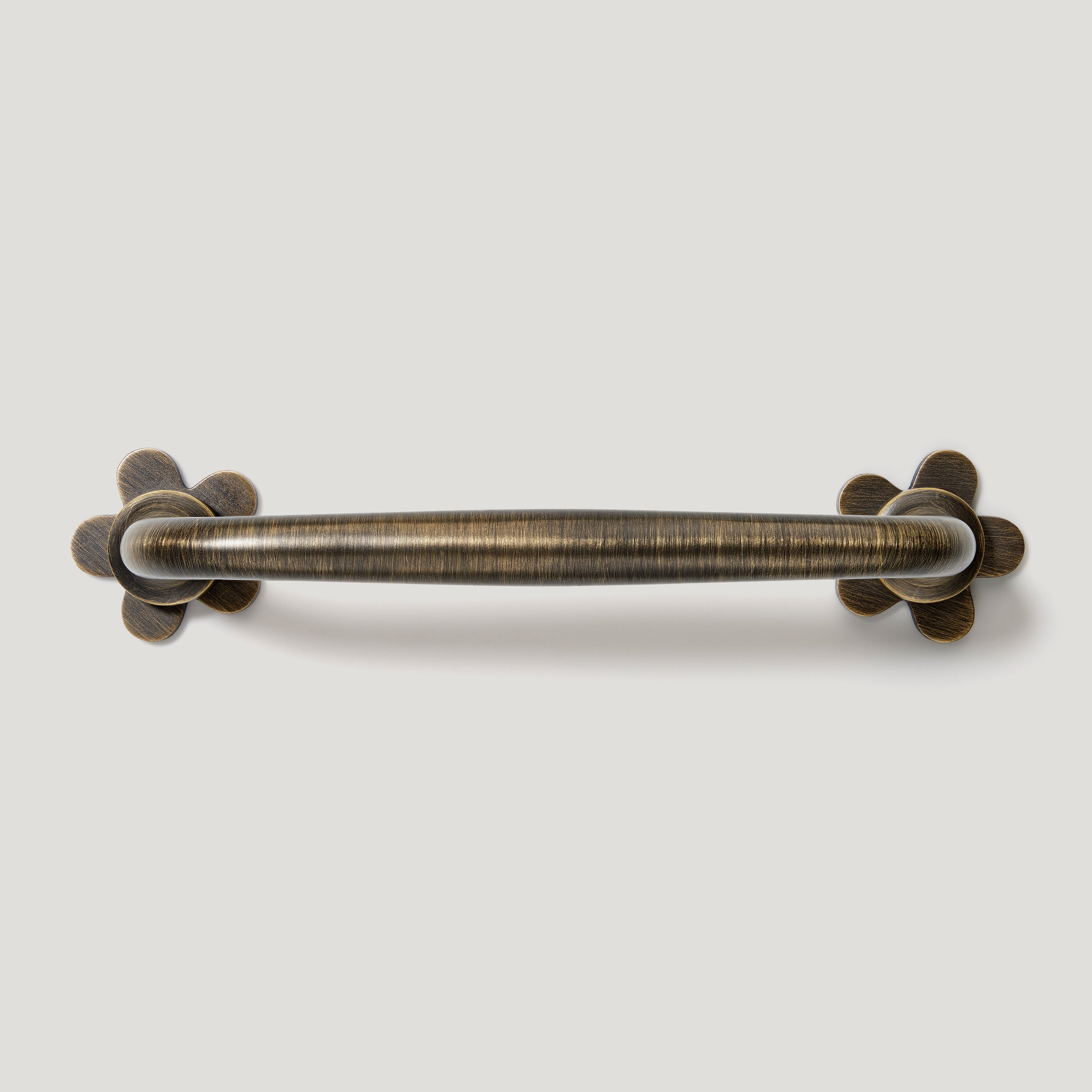 Plank Hardware Cabinetry ADA Shaker Handle with Flower Backplate - Antique Brass