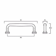 Plank Hardware Cabinetry ADA Shaker Handle with Flower Backplate - Brass