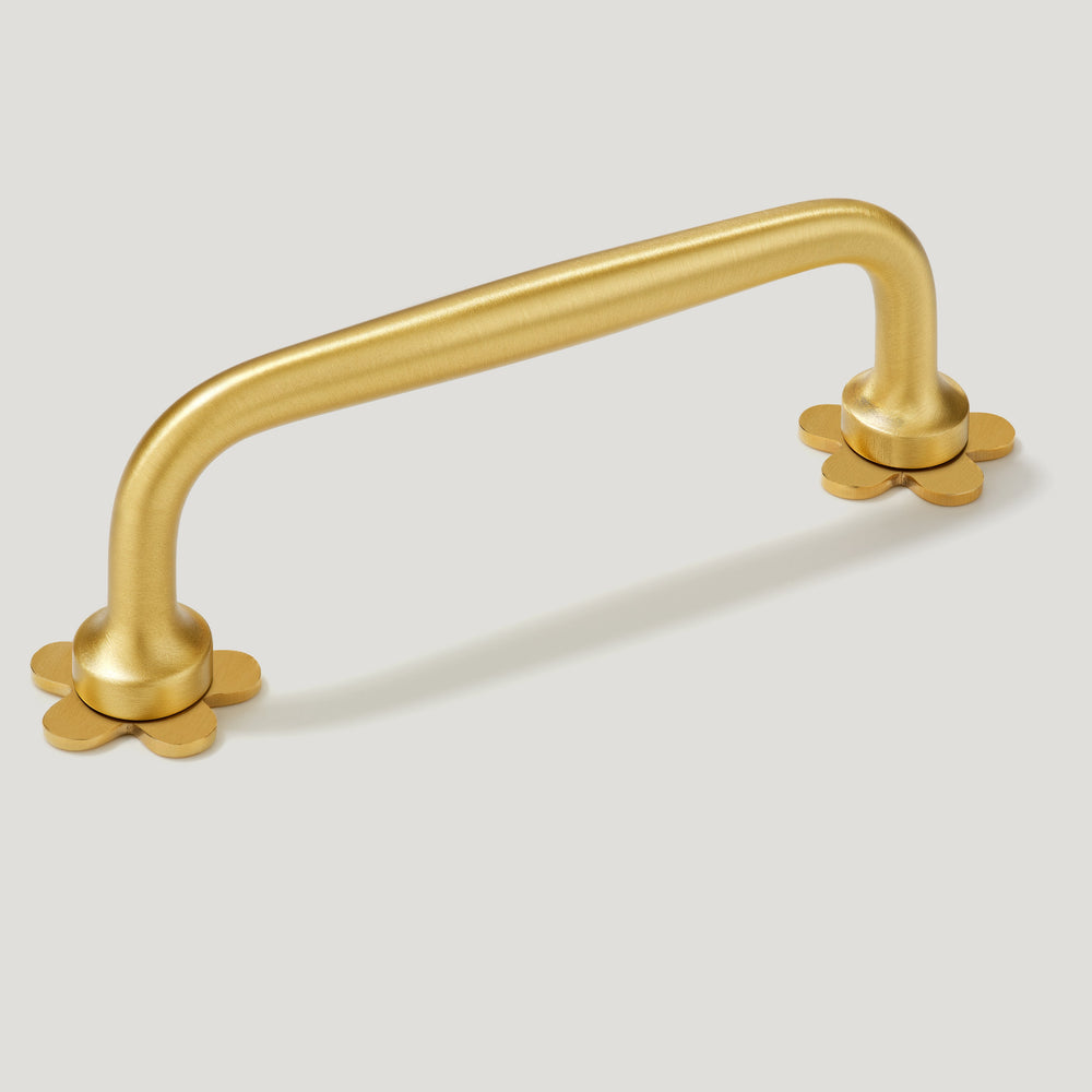 ADA Shaker Handle with Flower Backplate - Brass