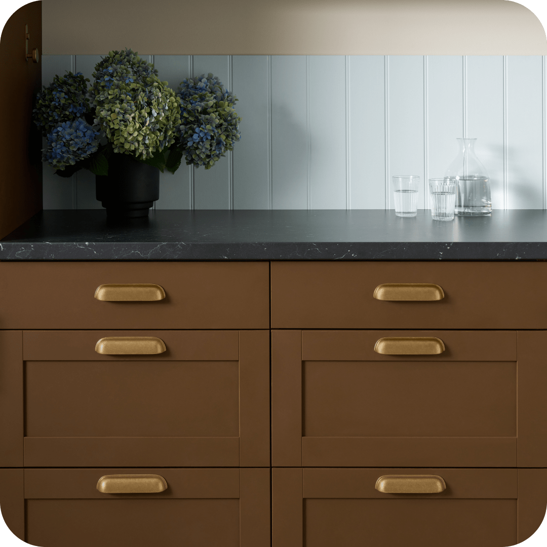Plank Hardware Cabinetry ALBANY Cup Pull - Aged Brass