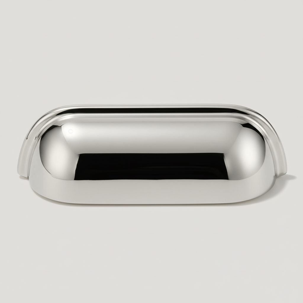 Plank Hardware Cabinetry 102mm (76mm CC) ALBANY Cup Pull - Polished Nickel
