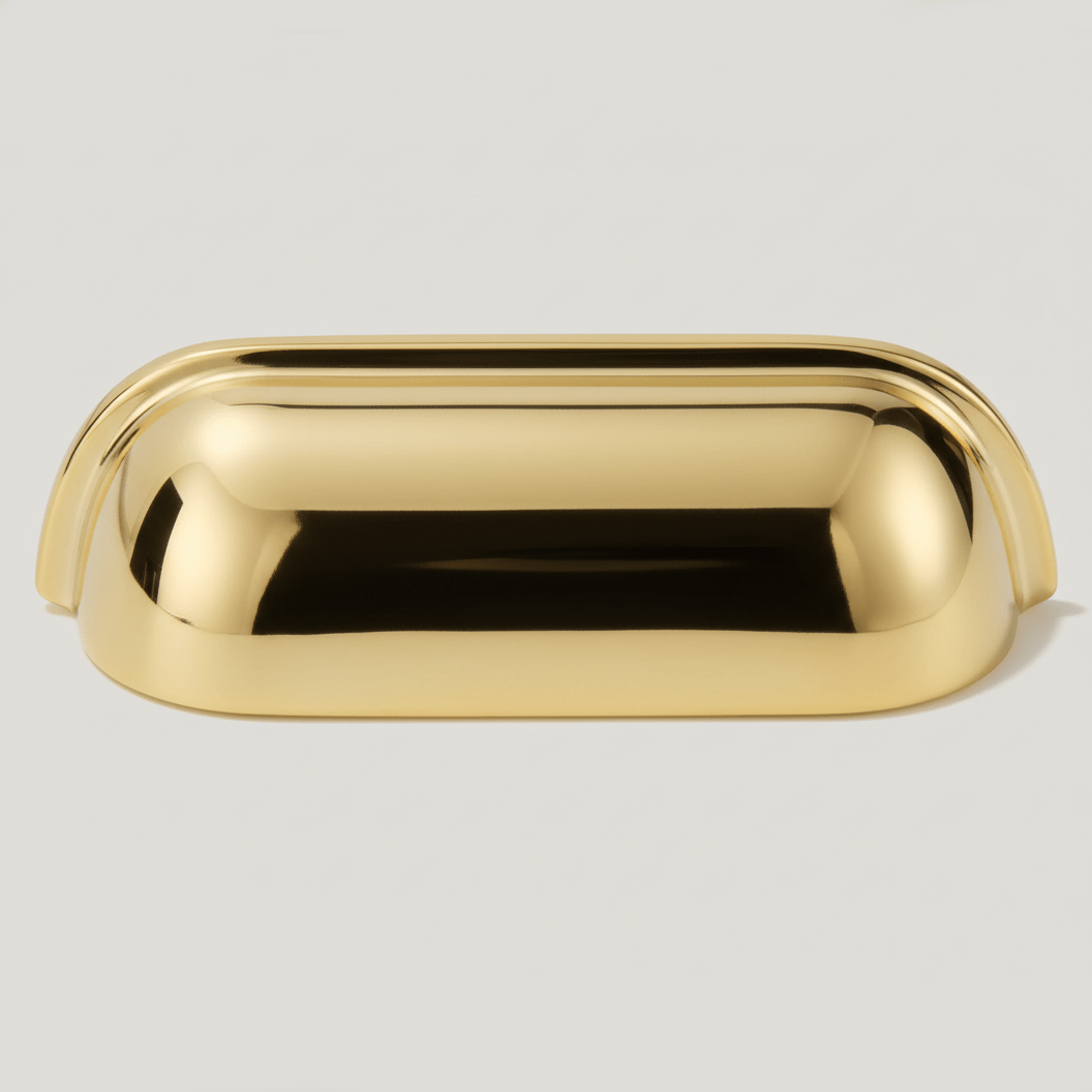 Plank Hardware Cabinetry 102mm (76mm CC) ALBANY Cup Pull - Unlacquered Brass