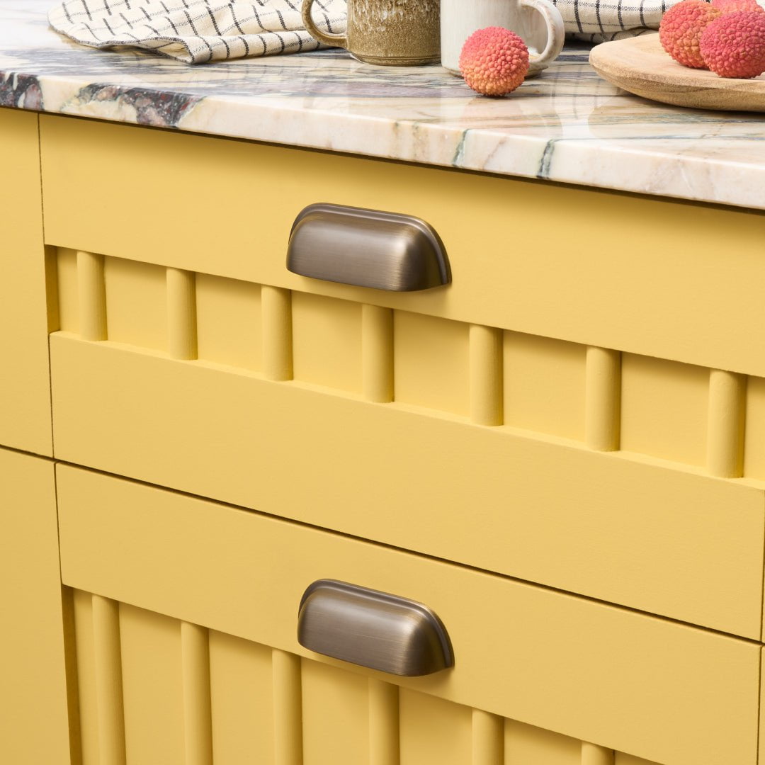 Plank Hardware Cabinetry ALBANY Traditional Cup Pull - Antique Brass