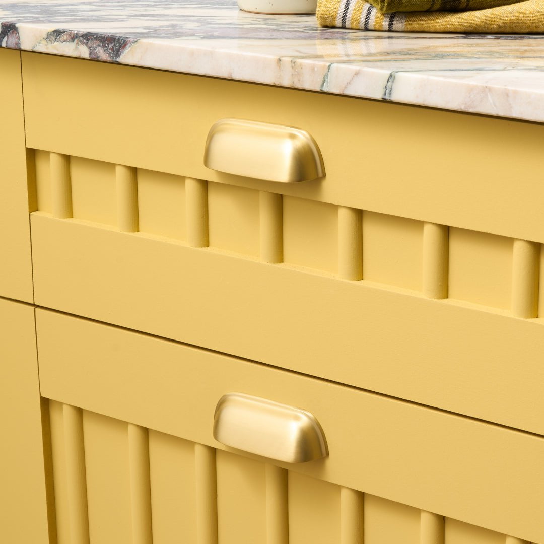 Plank Hardware Cabinetry 102mm (76mm CC) ALBANY Traditional Cup Pull - Brass