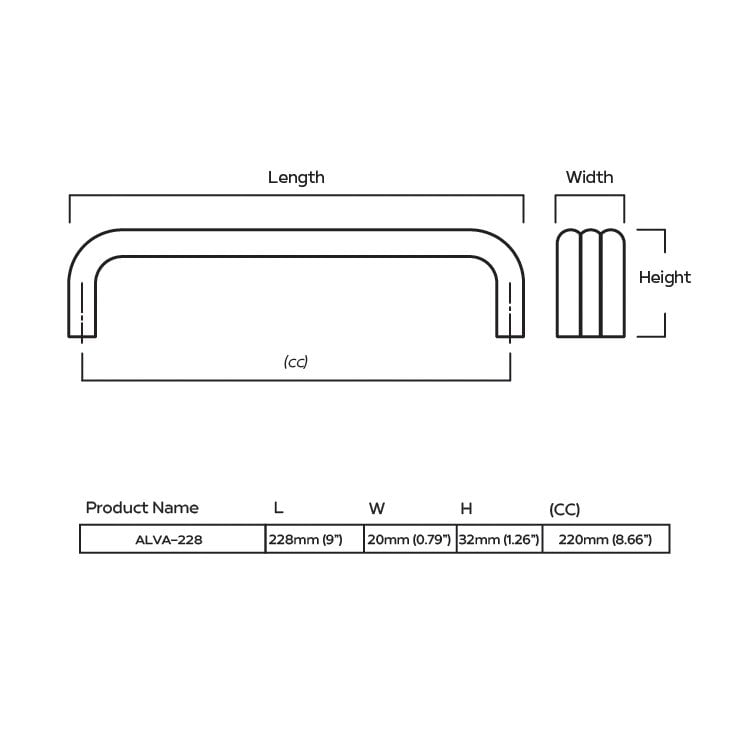 Plank Hardware Cabinetry ALVA Handle - Polished Nickel