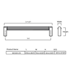 Plank Hardware Cabinetry BECKER Heavyweight 470mm D Bar Handle - Antique Brass