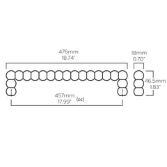 Plank Hardware Cabinetry 476mm (457mm CC) BOBBIN 476mm Heavyweight Handle - Polished Nickel