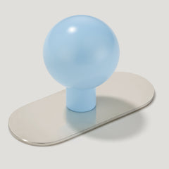 Plank Hardware Cabinetry Knob with Backplate BOBBIN Knob - Light Blue